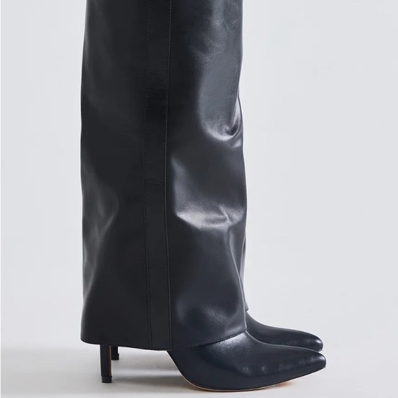 Fashion Nova Black Leather Heel Boots - Picture 3 of 7